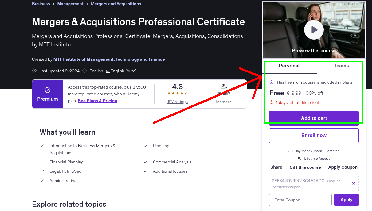 Mergers & Acquisitions Professional Certificate