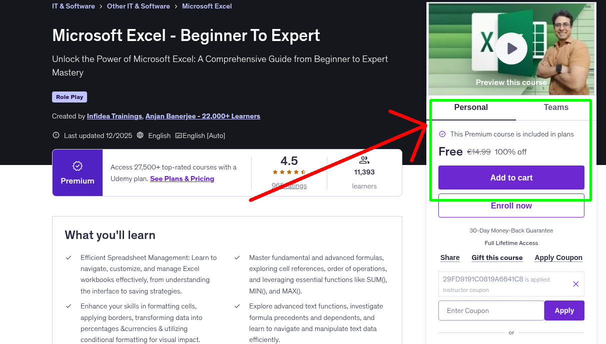 Microsoft Excel - Beginner To Expert