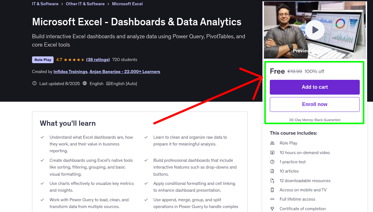 Microsoft Excel - Dashboards & Data Analytics