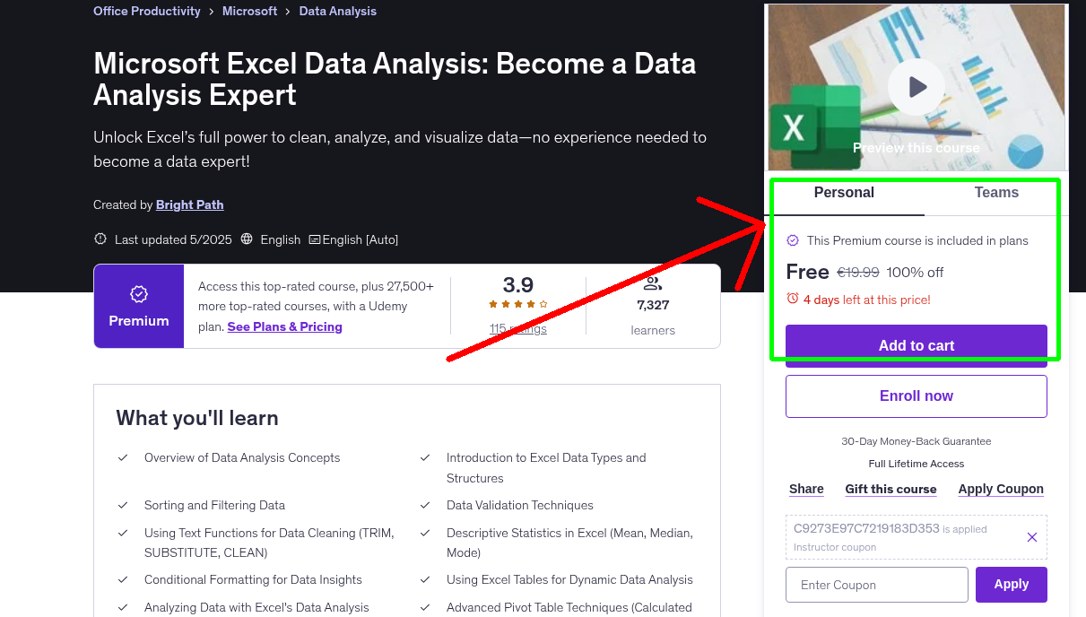 Microsoft Excel Data Analysis: Become a Data Analysis Expert