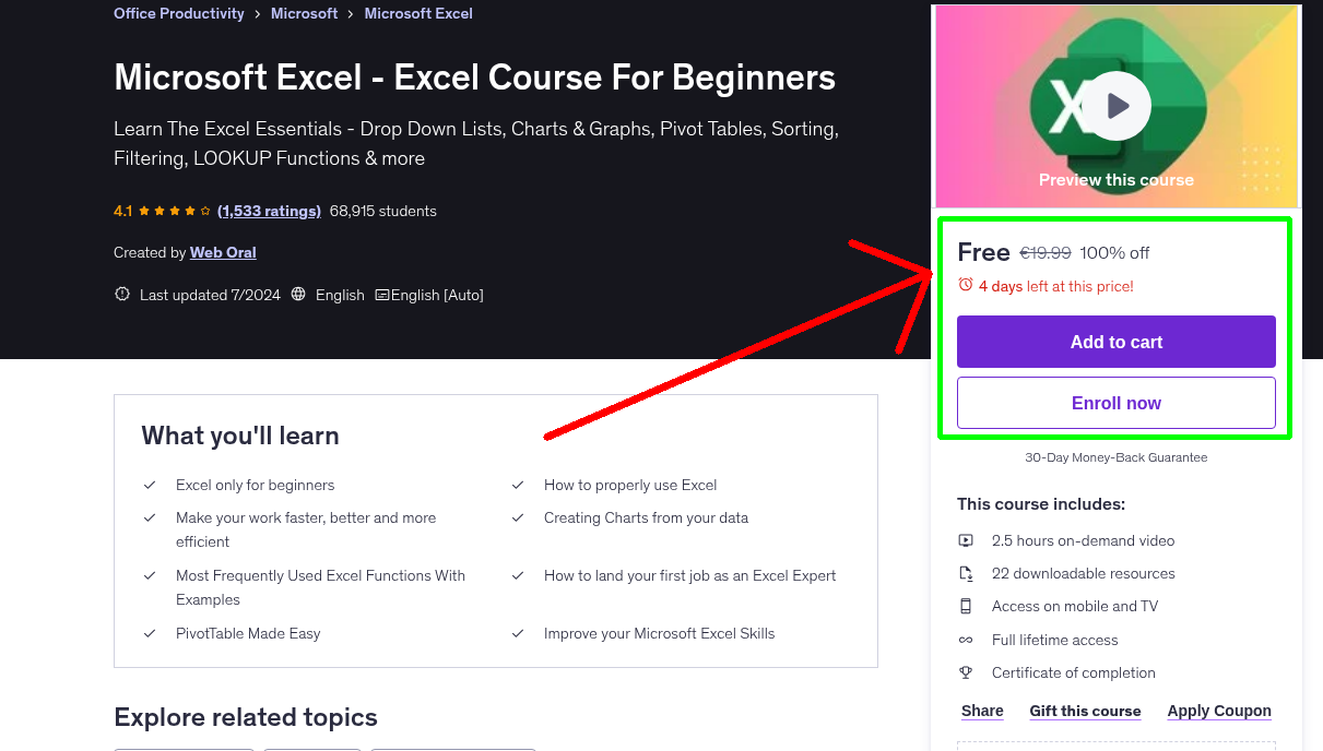 Microsoft Excel - Excel Course For Beginners