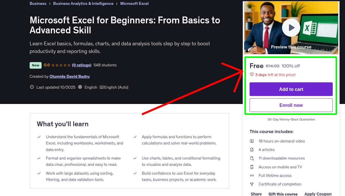 Microsoft Excel for Beginners: From Basics to Advanced Skill