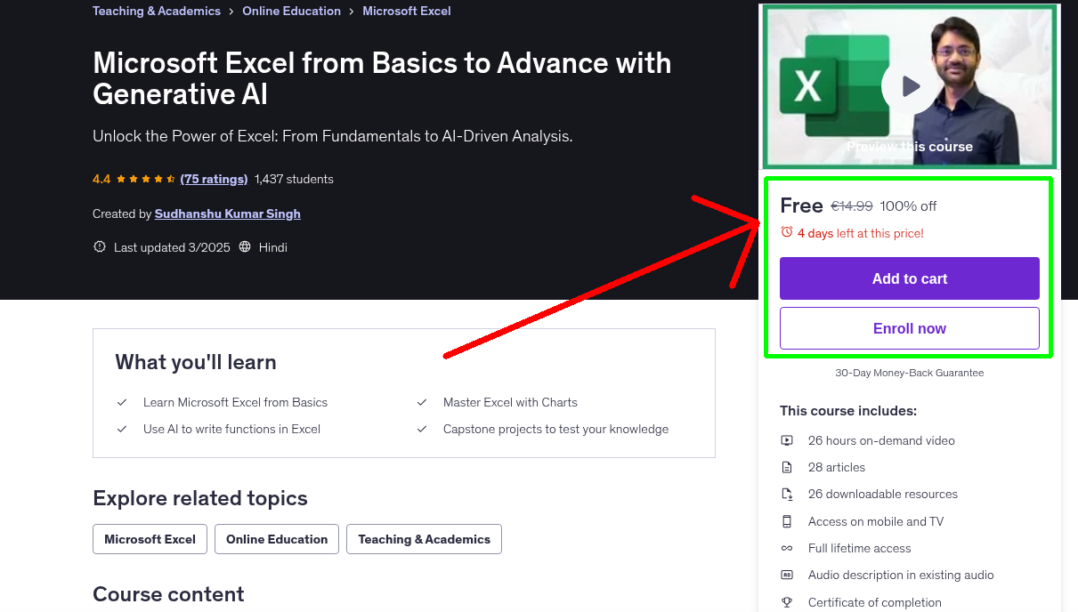 Microsoft Excel from Basics to Advance with Generative AI
