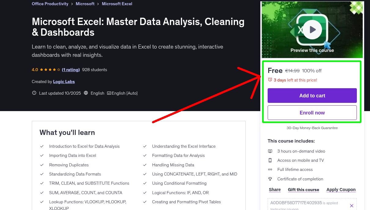 Microsoft Excel: Master Data Analysis, Cleaning & Dashboards