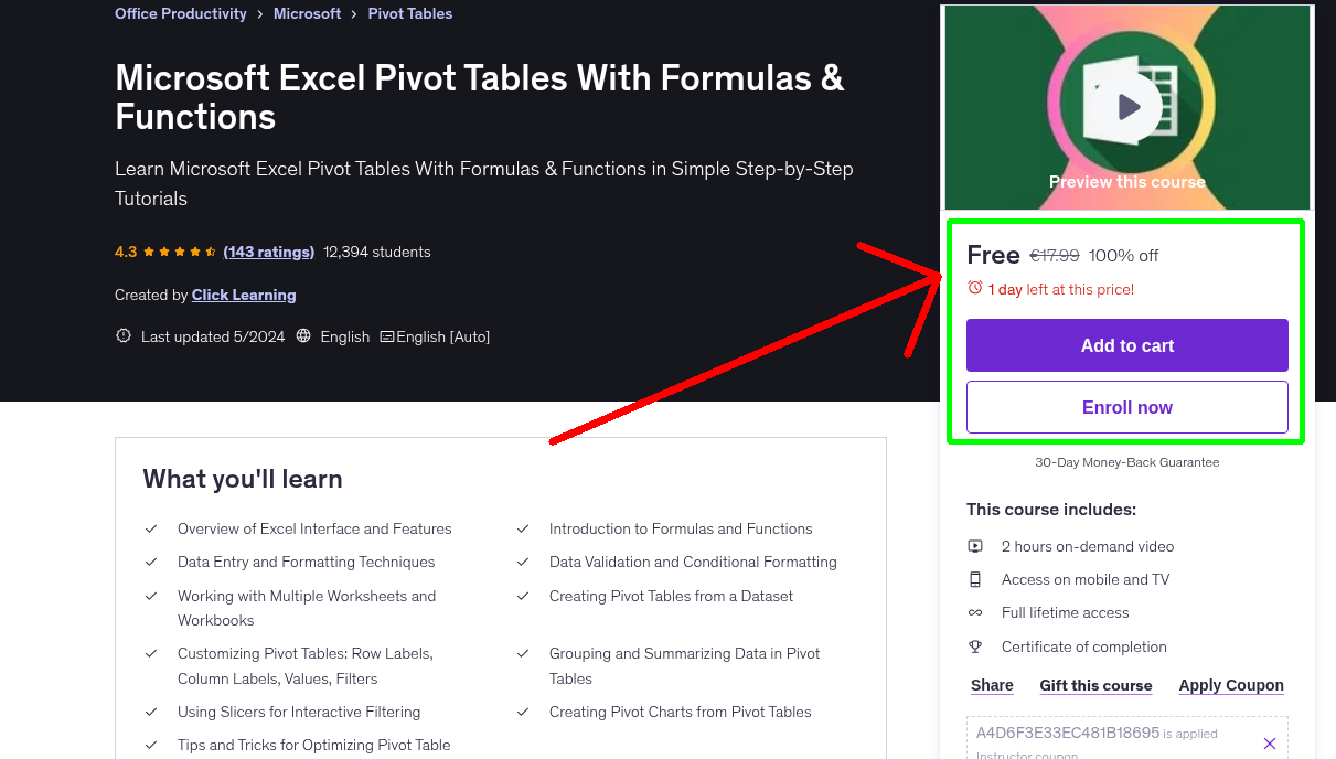 Microsoft Excel Pivot Tables With Formulas & Functions