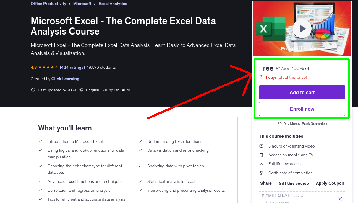 Microsoft Excel - The Complete Excel Data Analysis Course