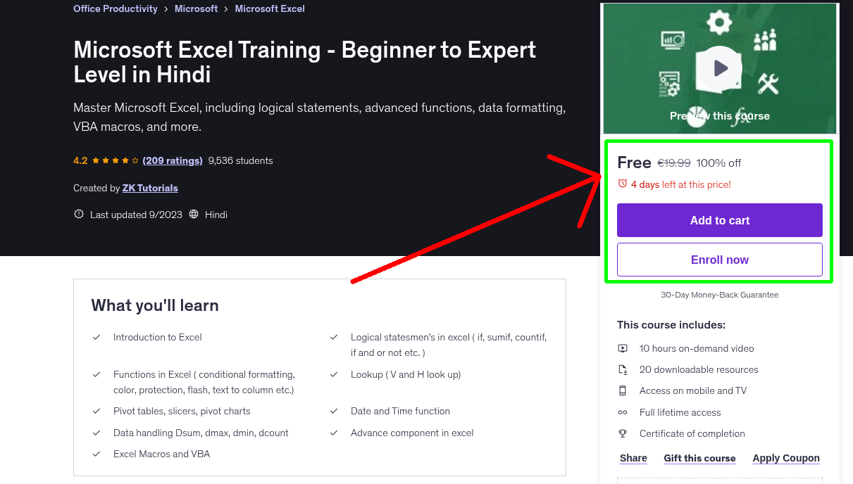 Microsoft Excel Training - Beginner to Expert Level in Hindi