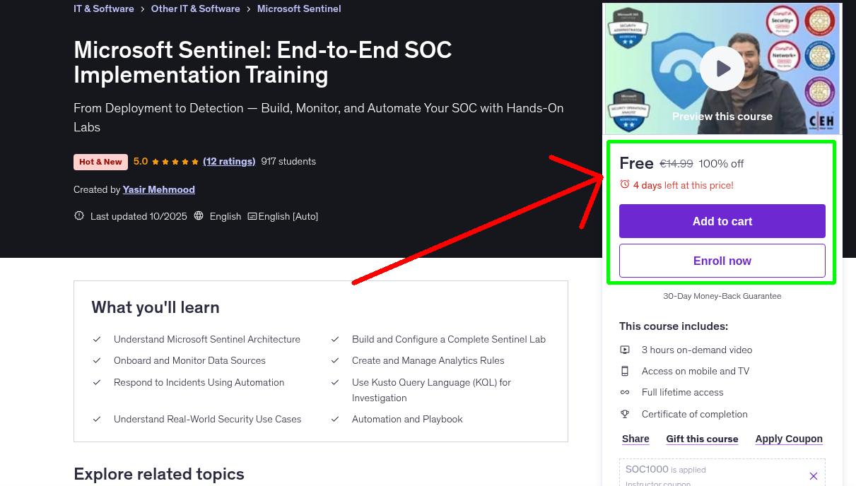 Microsoft Sentinel: End-to-End SOC Implementation Training