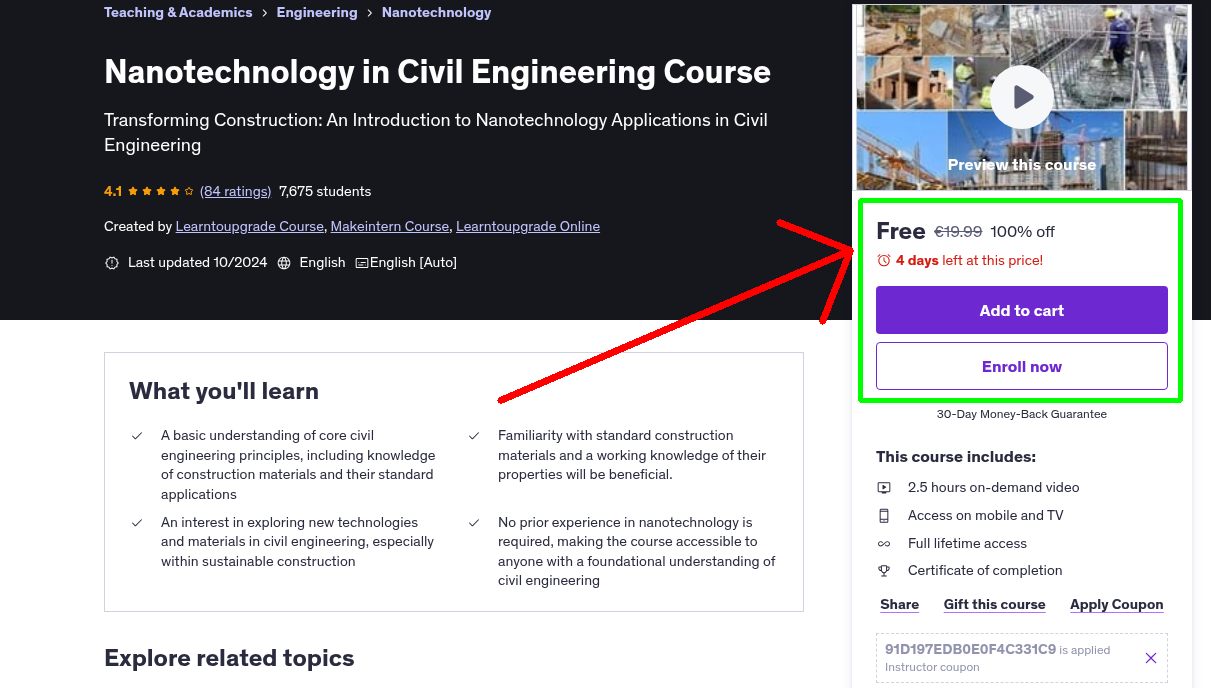 Nanotechnology in Civil Engineering Course