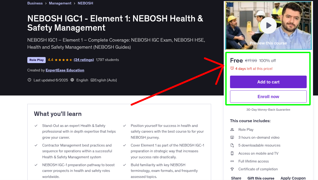 NEBOSH IGC1 - Element 1: NEBOSH Health & Safety Management