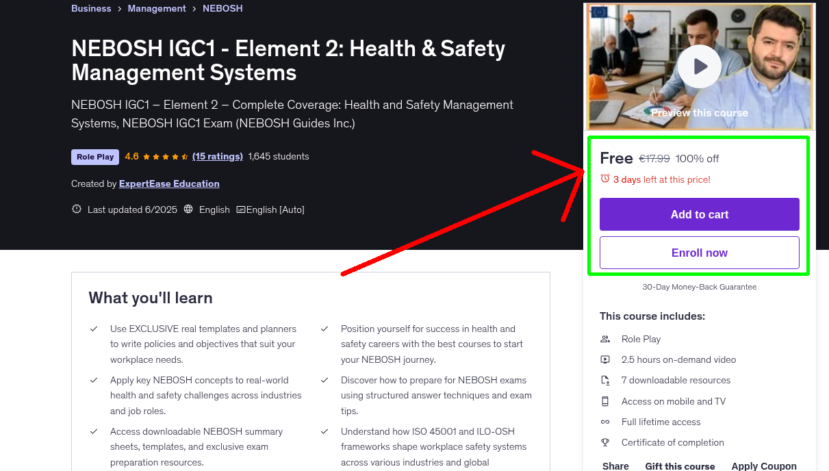 NEBOSH IGC1 - Element 2: Health & Safety Management Systems
