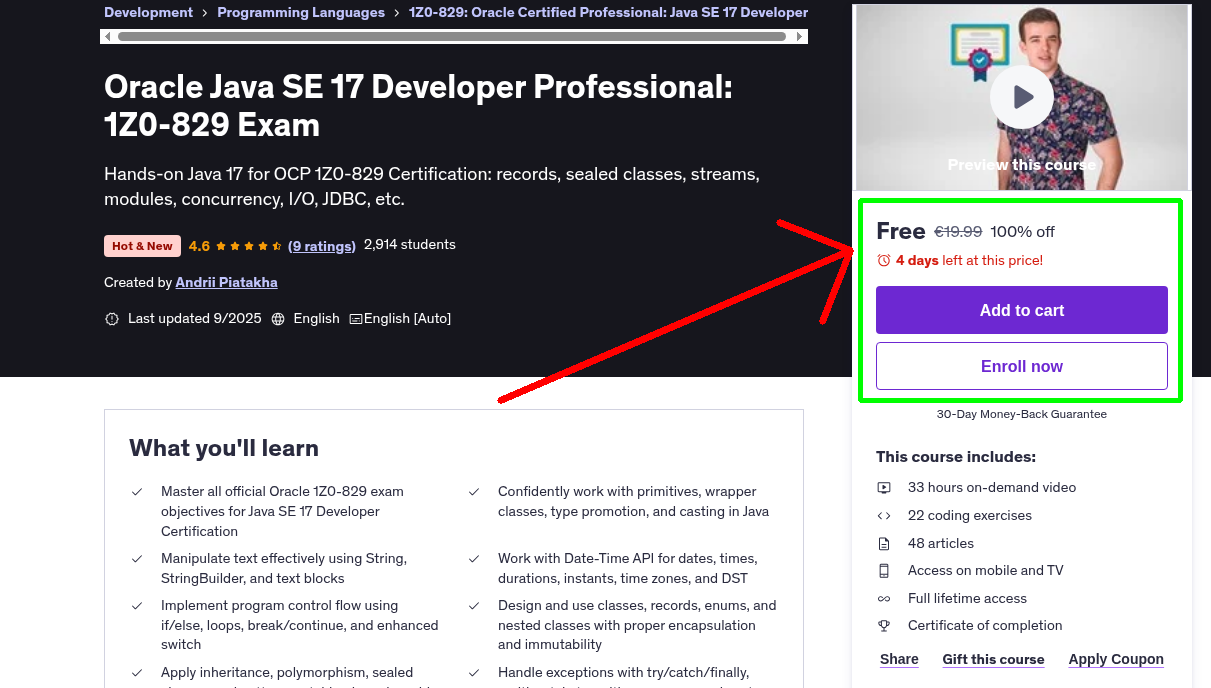 Oracle Java SE 17 Developer Professional: 1Z0-829 Exam