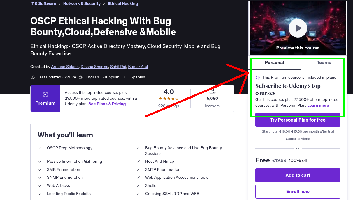 OSCP Ethical Hacking With Bug Bounty,Cloud,Defensive &Mobile