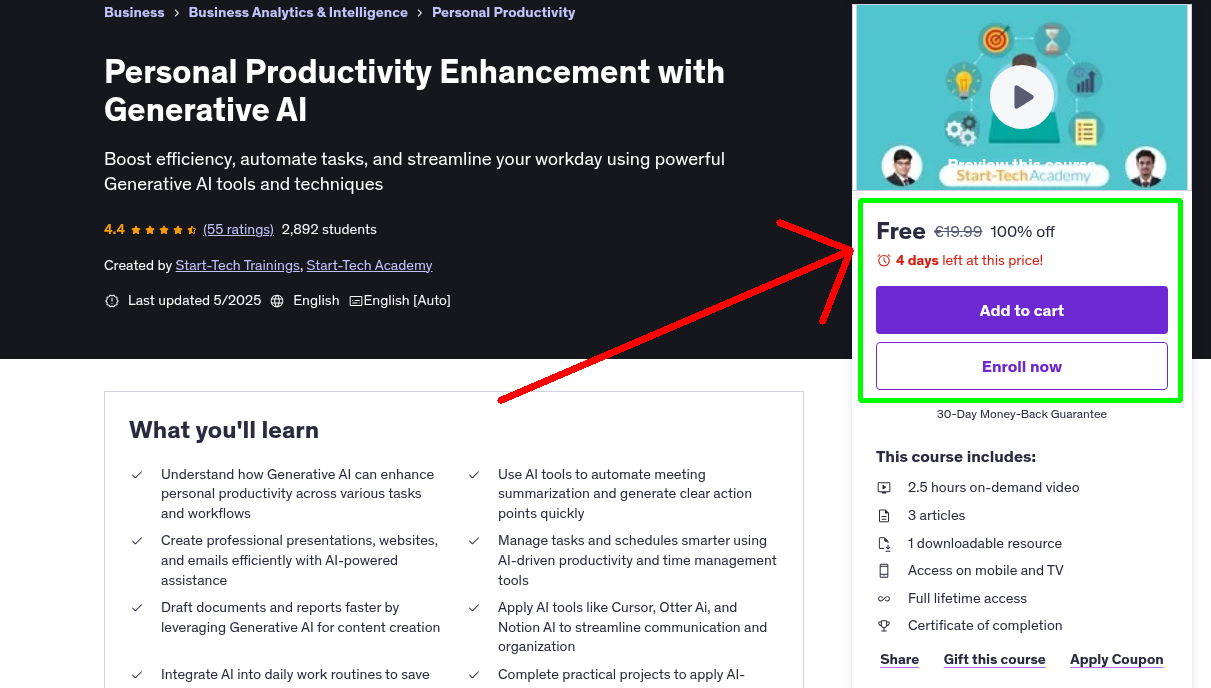 Personal Productivity Enhancement with Generative AI