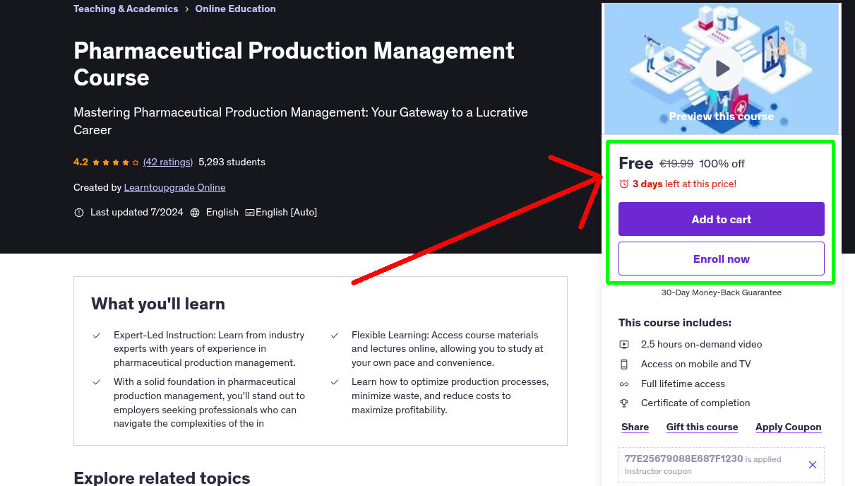 Pharmaceutical Production Management Course