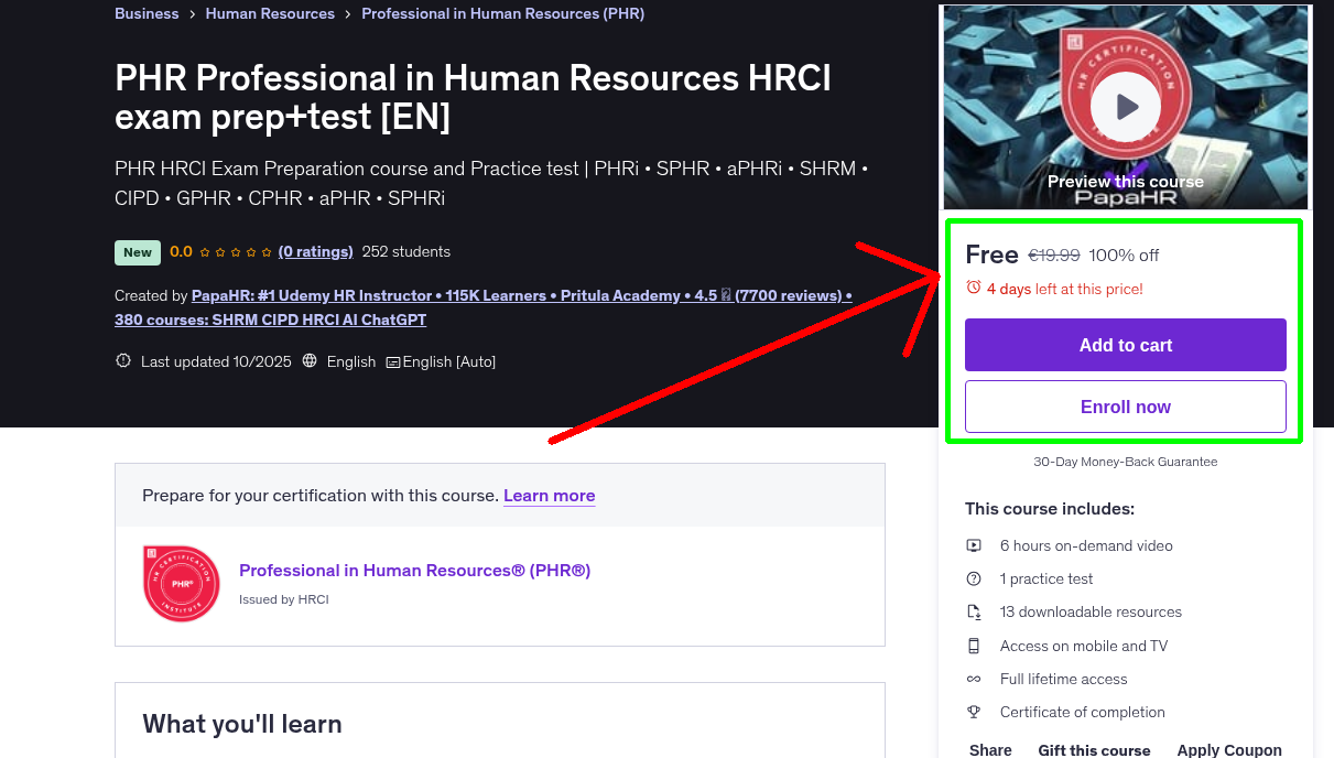 PHR Professional in Human Resources HRCI exam prep+test [EN]