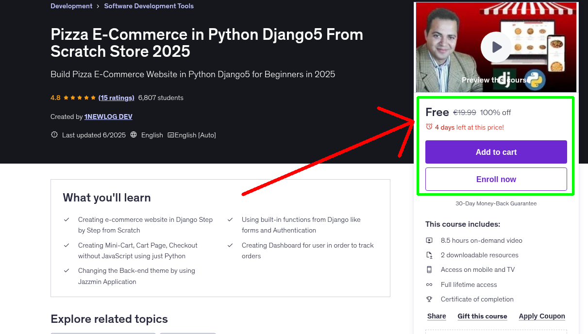 Pizza E-Commerce in Python Django5 From Scratch Store 2025