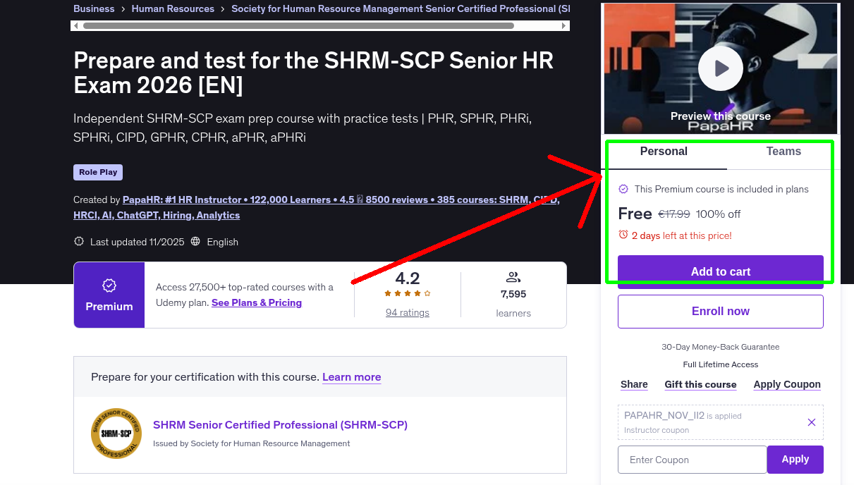 Prepare and test for the SHRM-SCP Senior HR Exam 2026 [EN]