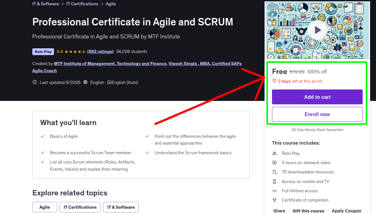 Professional Certificate in Agile and SCRUM