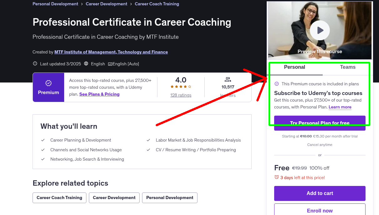Professional Certificate in Career Coaching