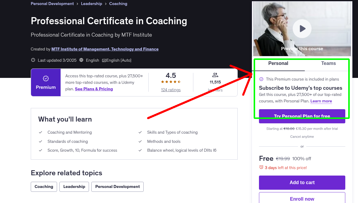 Professional Certificate in Coaching