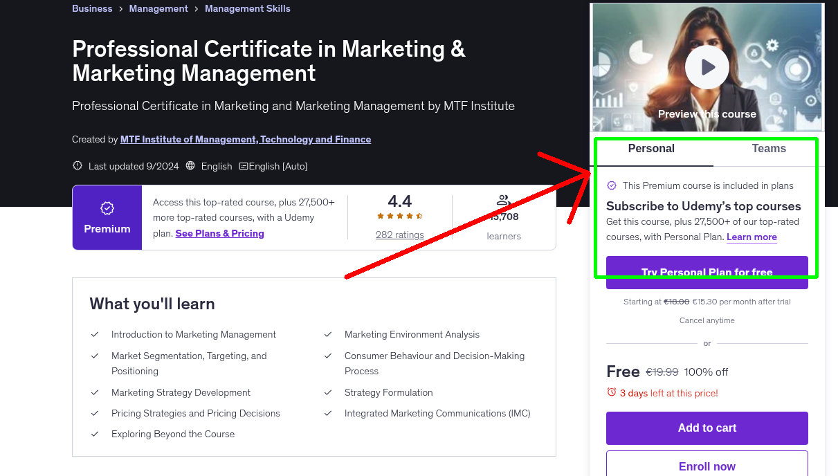 Professional Certificate in Marketing & Marketing Management