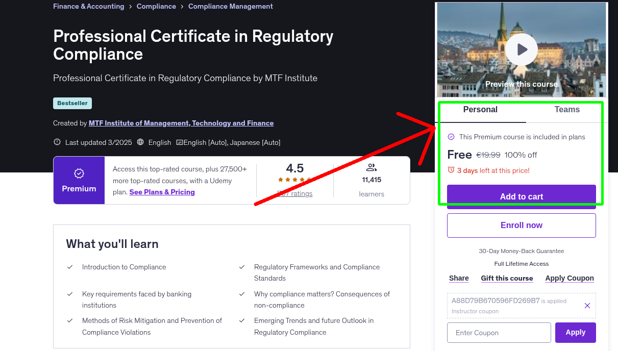 Professional Certificate in Regulatory Compliance