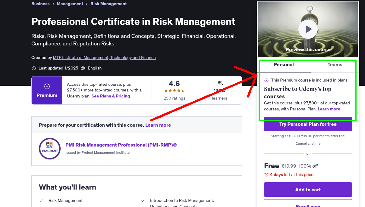 Professional Certificate in Risk Management