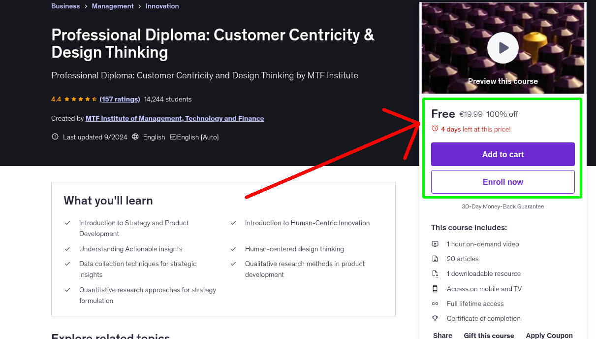 Professional Diploma: Customer Centricity & Design Thinking