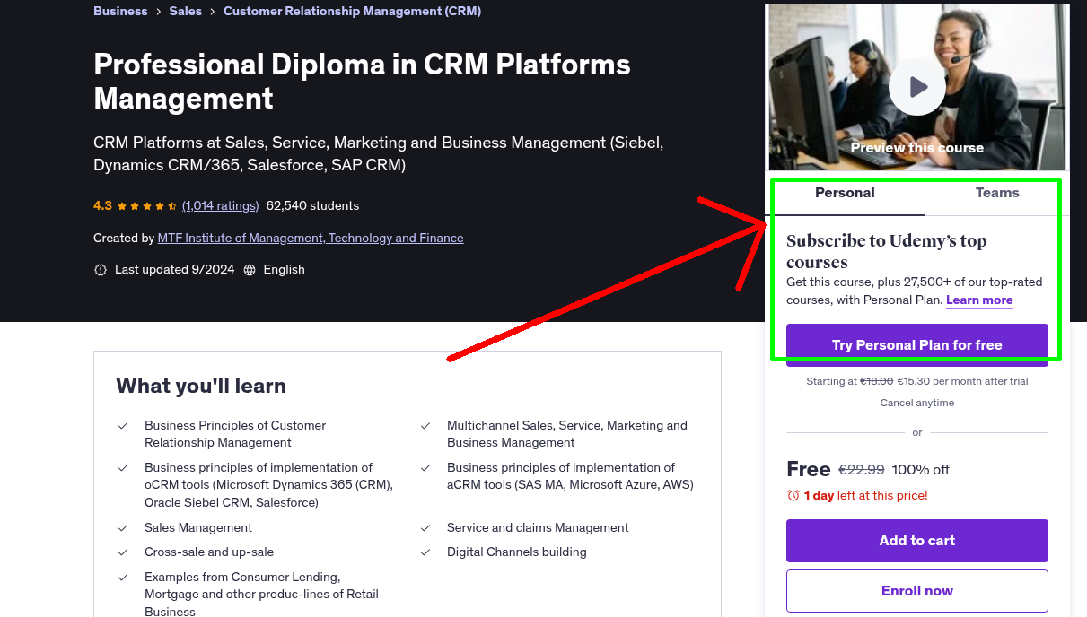 Professional Diploma in CRM Platforms Management