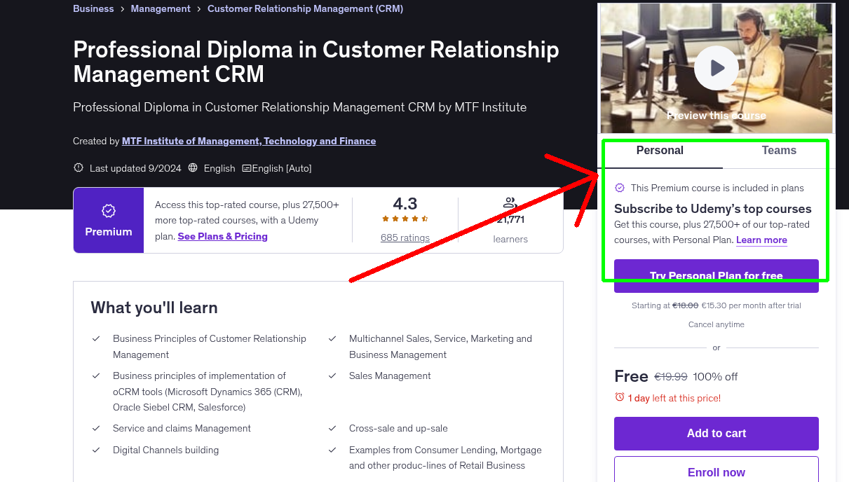 Professional Diploma in Customer Relationship Management CRM