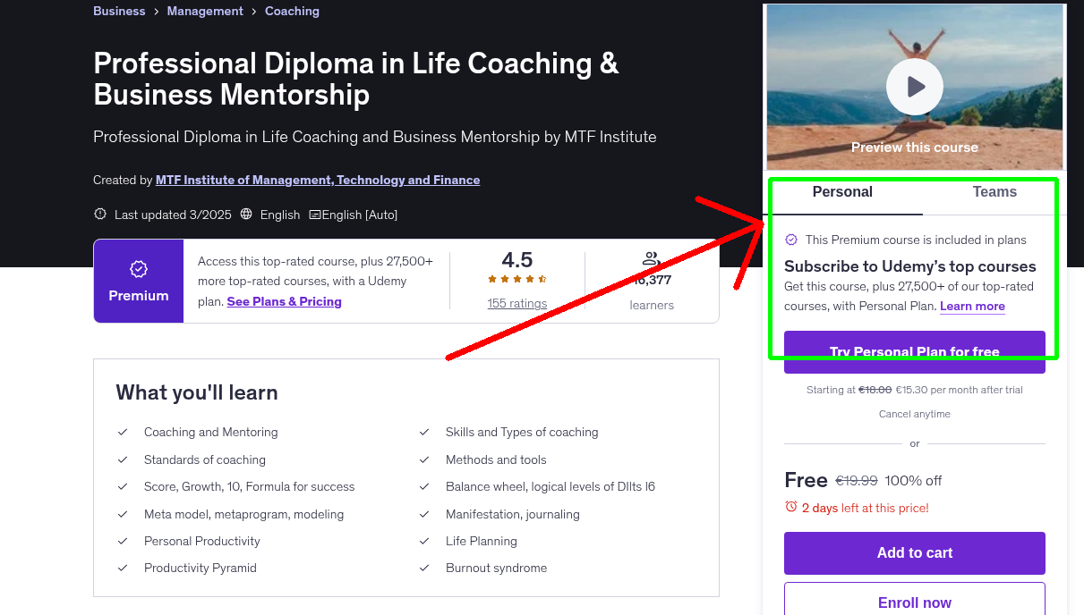 Professional Diploma in Life Coaching & Business Mentorship