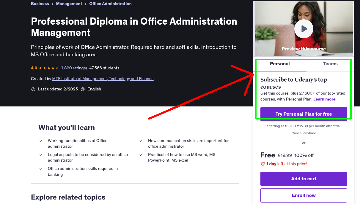 Professional Diploma in Office Administration Management