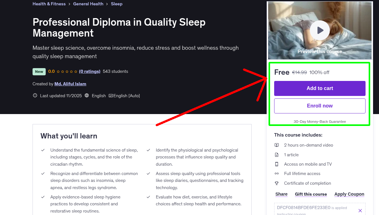 Professional Diploma in Quality Sleep Management