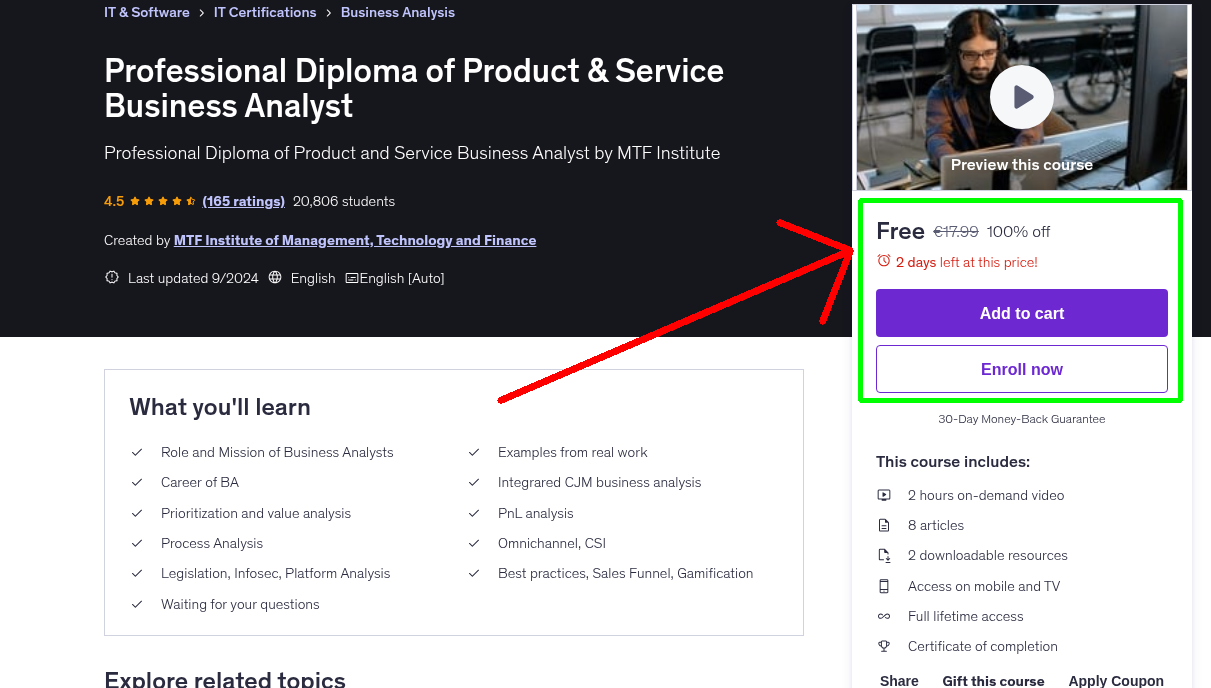 Professional Diploma of Product & Service Business Analyst