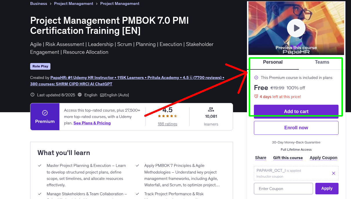 Project Management PMBOK 7.0 PMI Certification Training [EN]