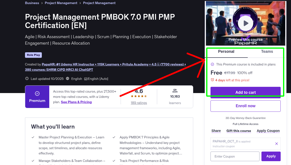 Project Management PMBOK 7.0 PMI PMP Certification [EN]