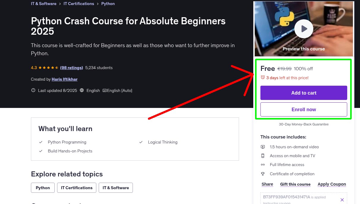 Python Crash Course for Absolute Beginners 2025