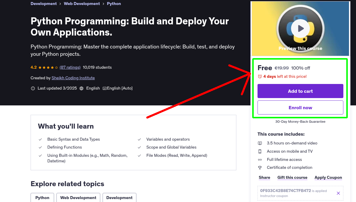 Python Programming: Build and Deploy Your Own Applications.
