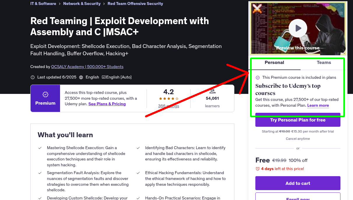 Red Teaming | Exploit Development with Assembly and C |MSAC+