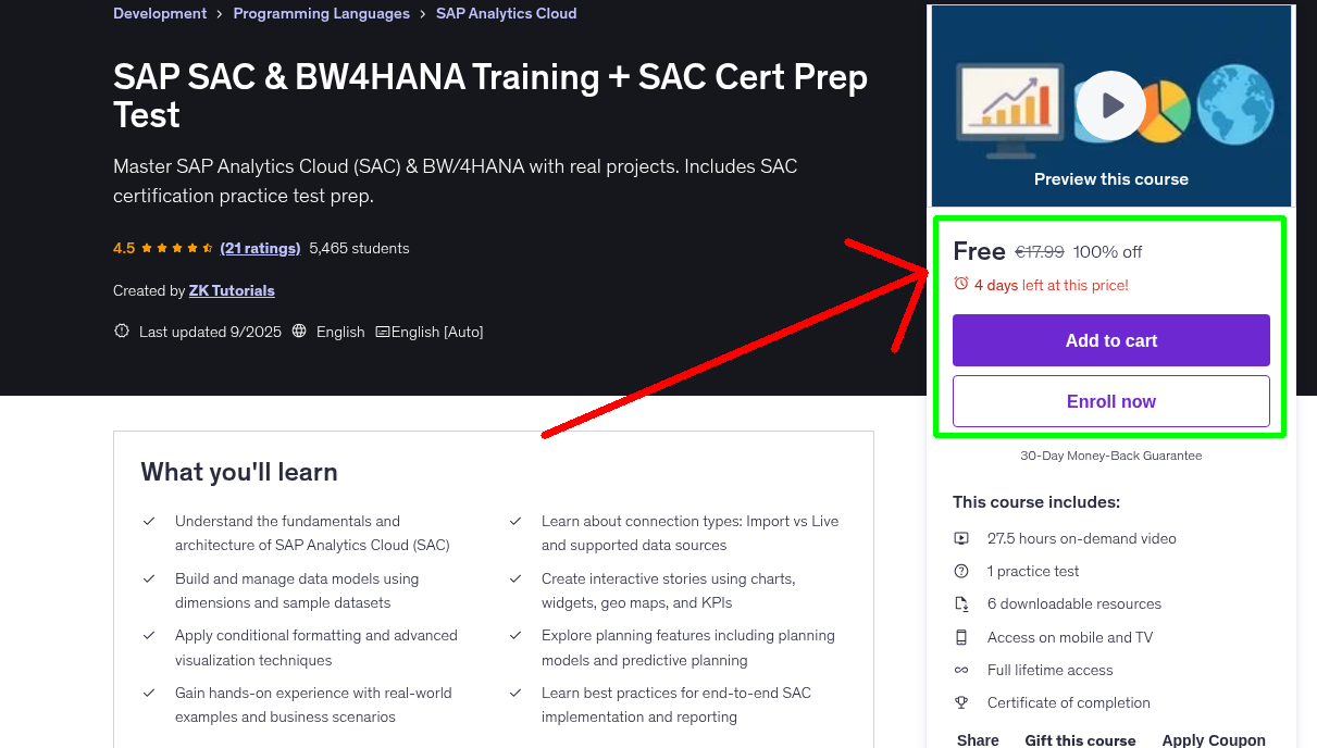 SAP SAC & BW4HANA Training + SAC Cert Prep Test