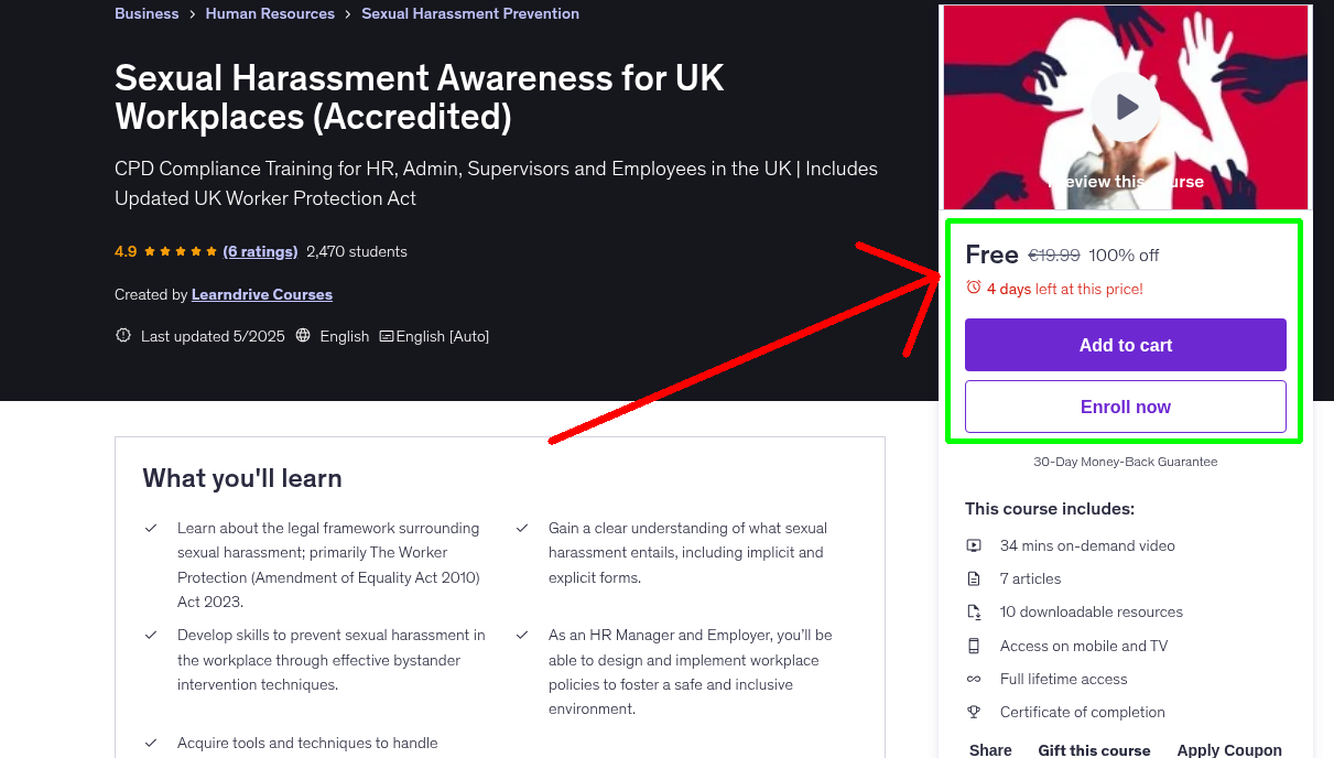 Sexual Harassment Awareness for UK Workplaces (Accredited)