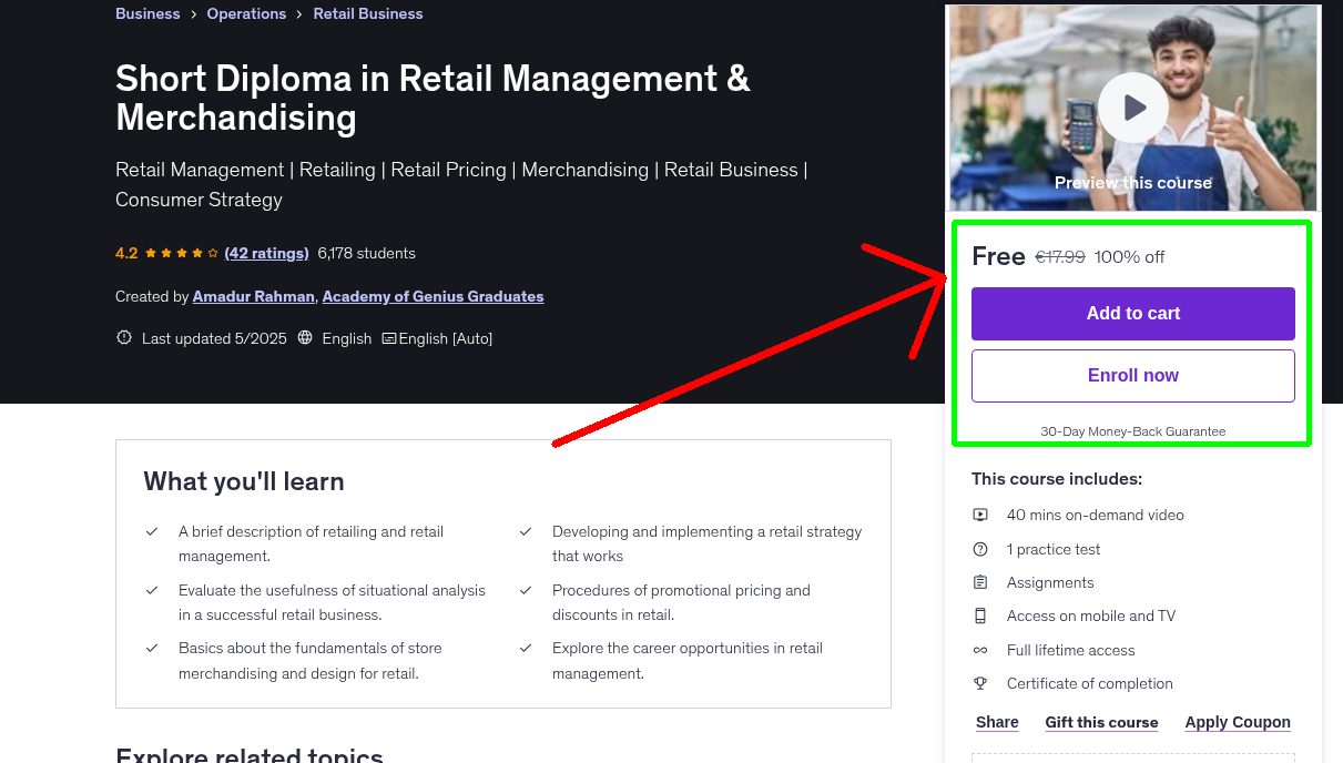 Short Diploma in Retail Management & Merchandising