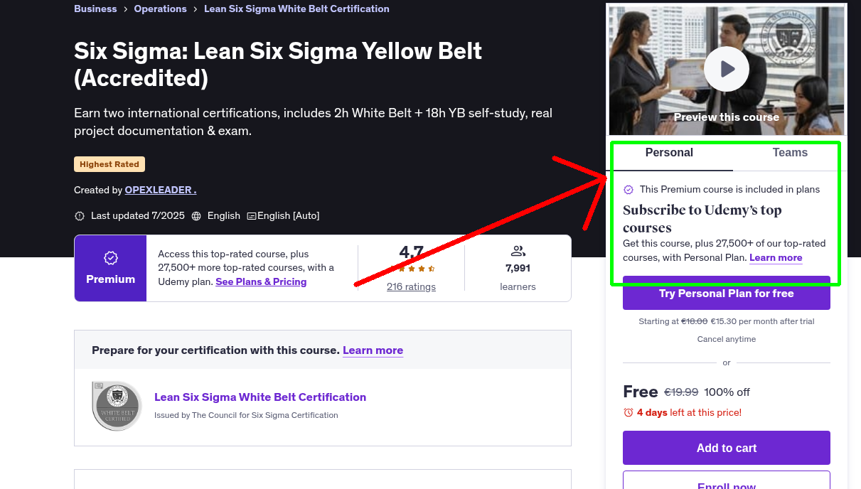 Six Sigma: Lean Six Sigma Yellow Belt (Accredited)