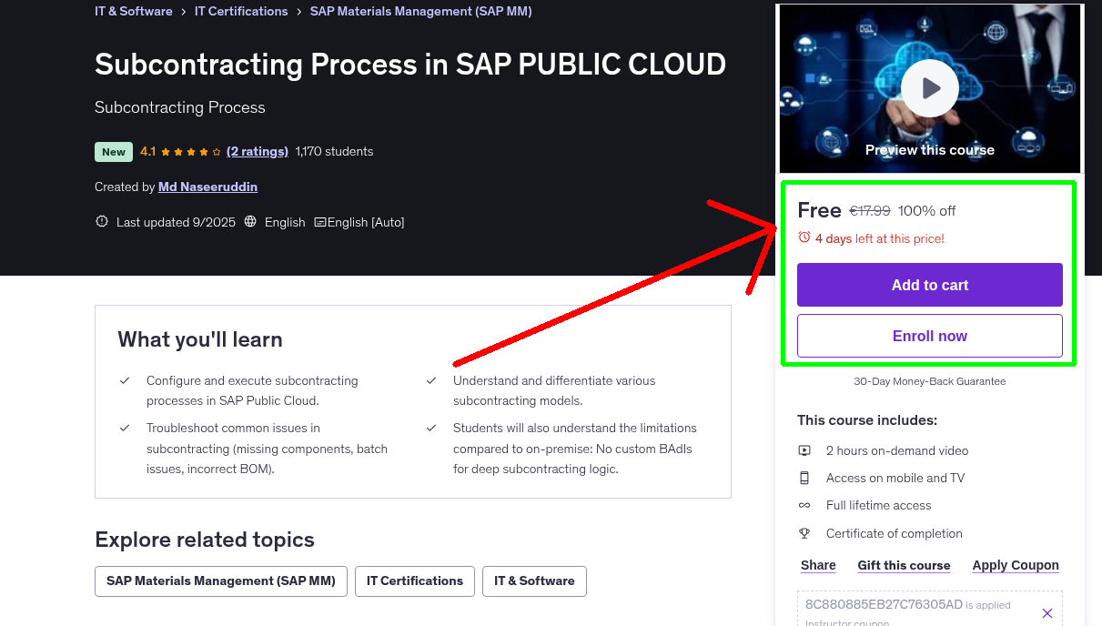 Subcontracting Process in SAP PUBLIC CLOUD
