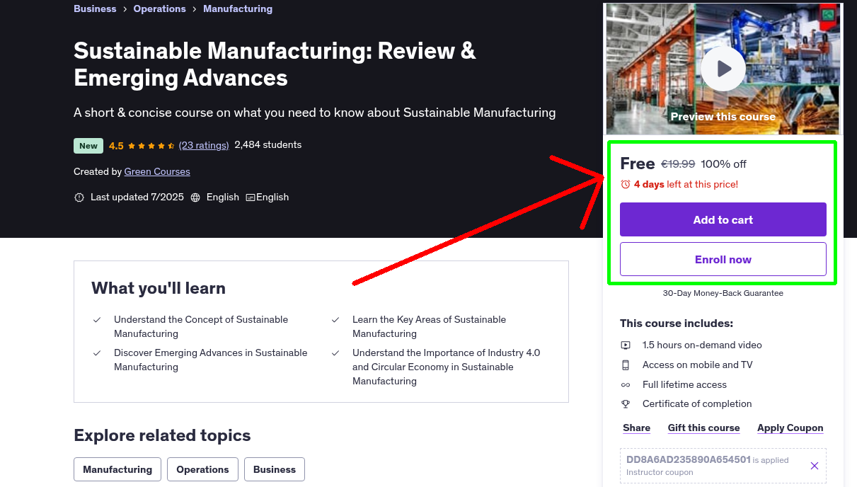 Sustainable Manufacturing: Review & Emerging Advances