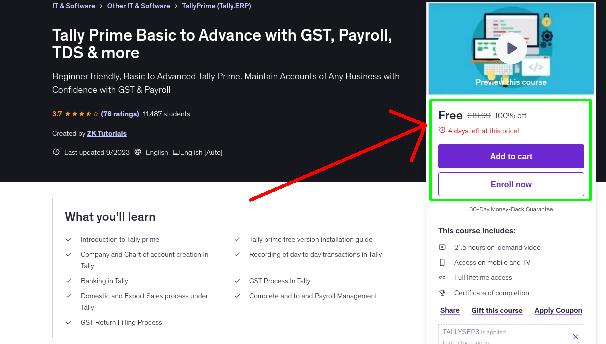 Tally Prime Basic to Advance with GST, Payroll, TDS & more