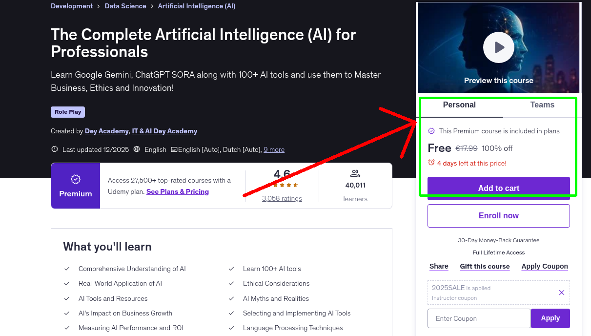 The Complete Artificial Intelligence (AI) for Professionals