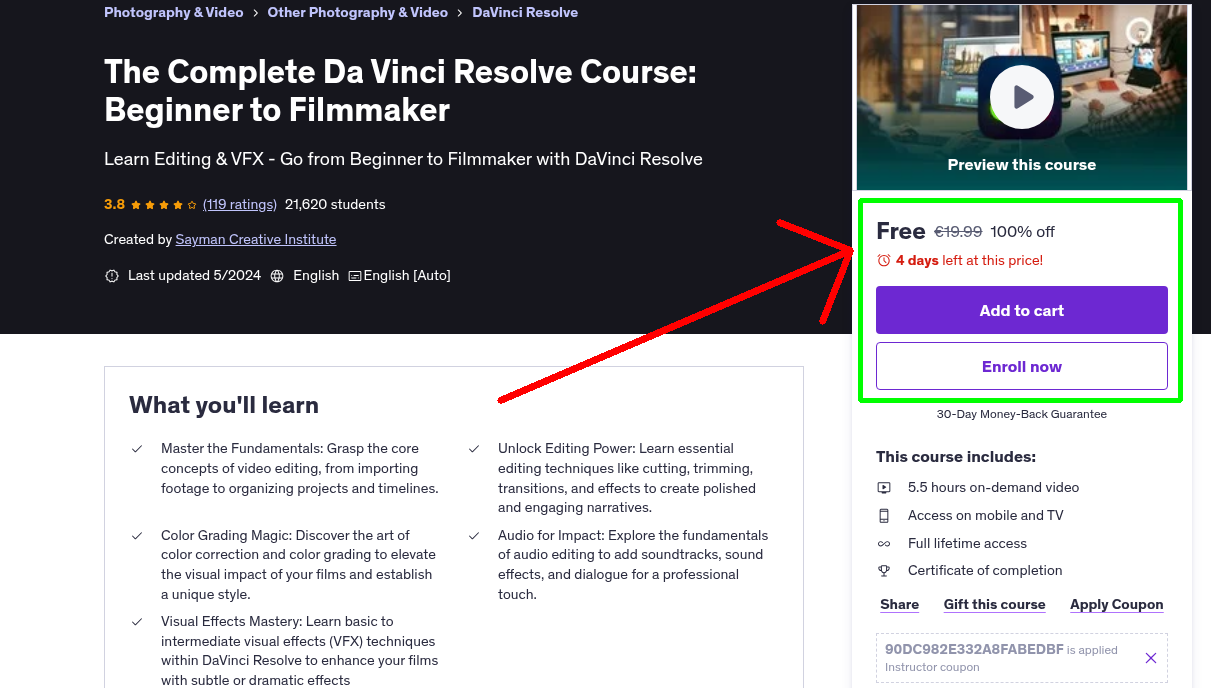 The Complete Da Vinci Resolve Course: Beginner to Filmmaker