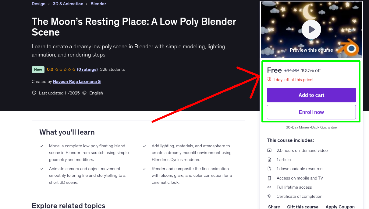 The Moon’s Resting Place: A Low Poly Blender Scene